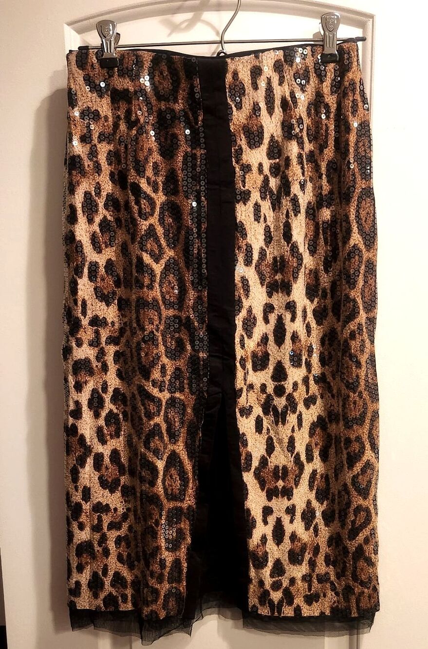 NWT Grey Lab x Anthropologie Sequin Leopard Print Midi Skirt Animal Print- Small - Picture 6 of 13